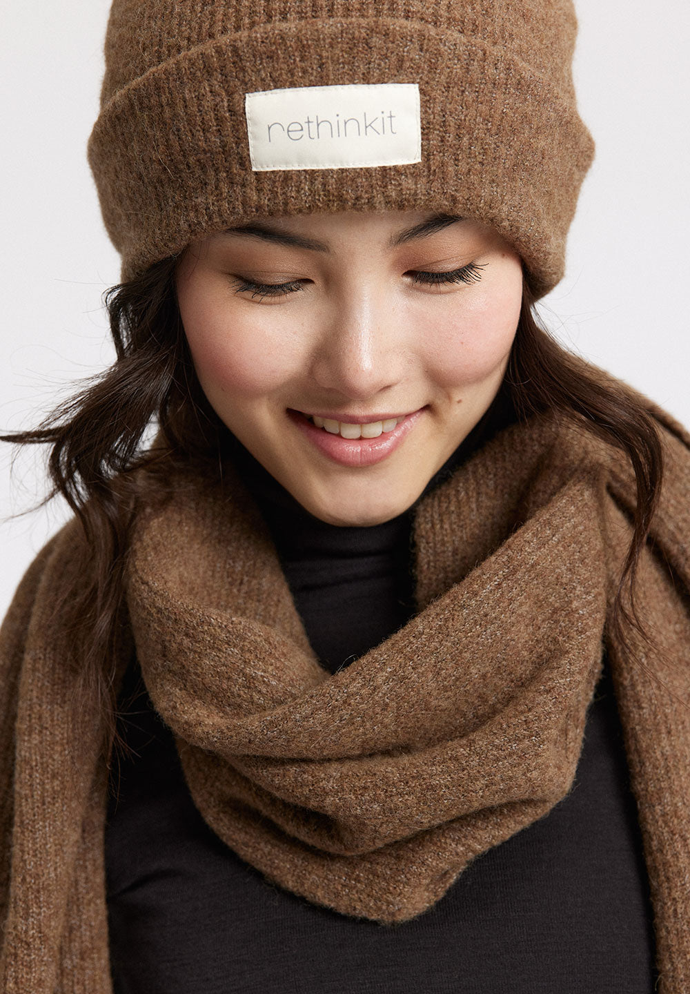 Rethinkit Uld Tørklæde Snug Acc 9515 dark brown melange