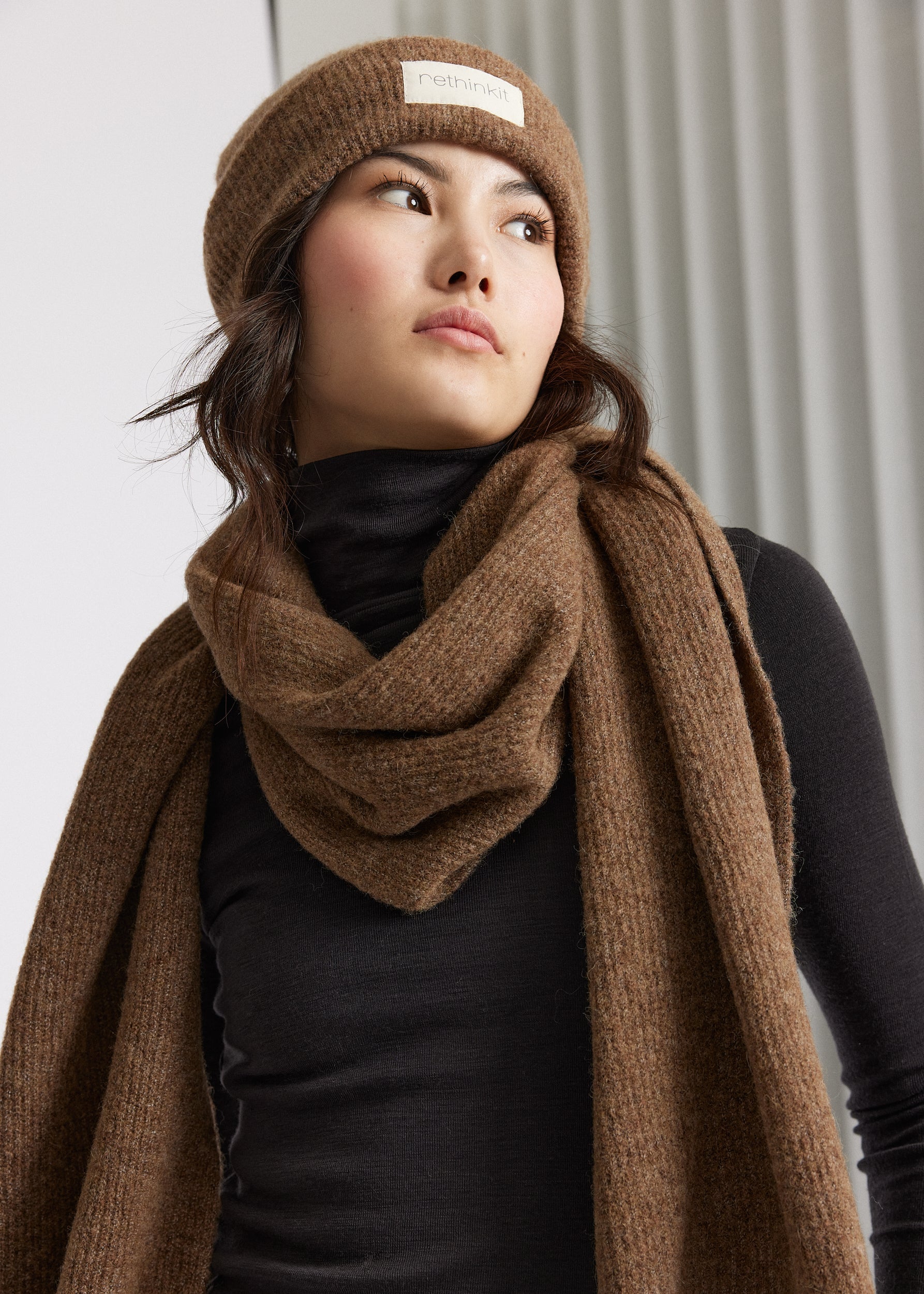 Rethinkit Uld Tørklæde Snug Acc 9515 dark brown melange
