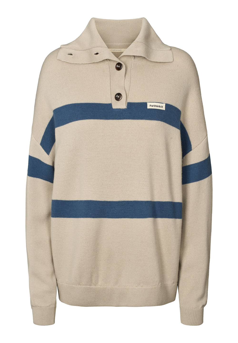 Rethinkit Wool Polo Sweater Keep Me Pullover 9523 fossil