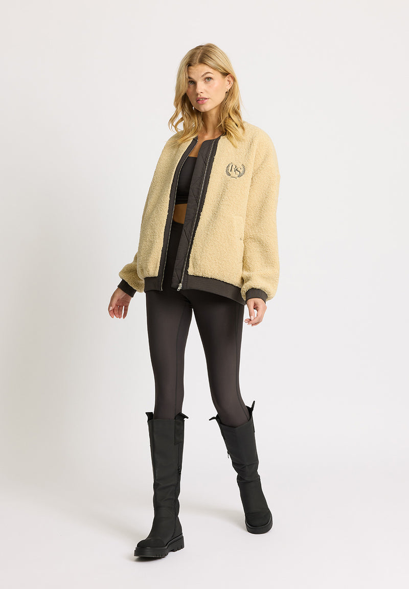 Rethinkit Bomber Jacket Fuzzy Pile Lathi Jackets 3356 sandshell