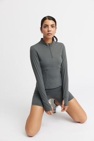 Rethinkit Half zip T-Shirt 0087 charcoal grey