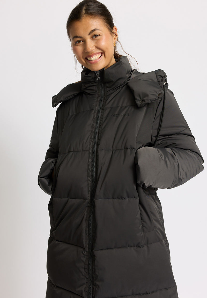 Rethinkit Lang Puffer Jakke Shelter Jackets 0022 almost black