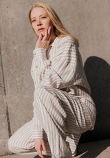 Rethinkit Stribet Skjorte PJ  Shirts and Blouses 0076 warm grey stripe