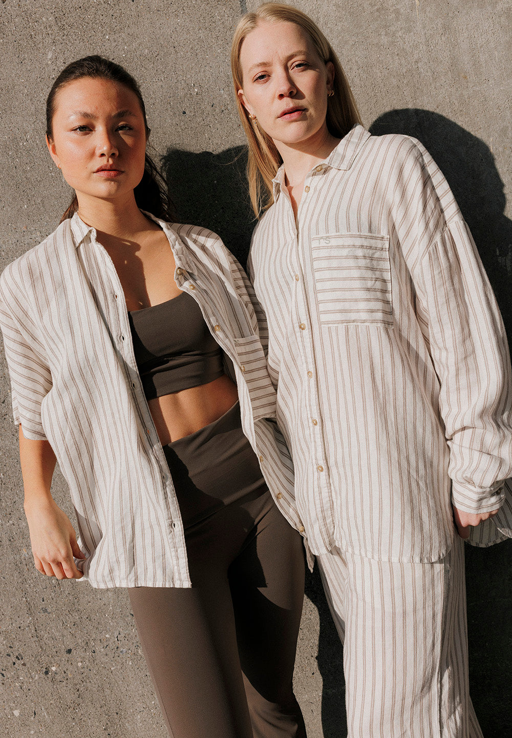 Rethinkit Stribet Skjorte PJ  Shirts and Blouses 0076 warm grey stripe