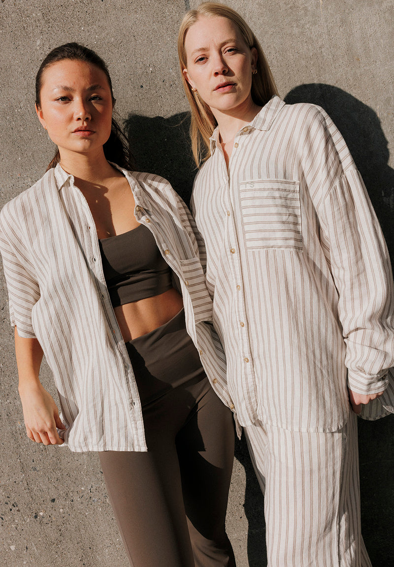 Rethinkit Stribet Skjorte PJ  Shirts and Blouses 0076 warm grey stripe