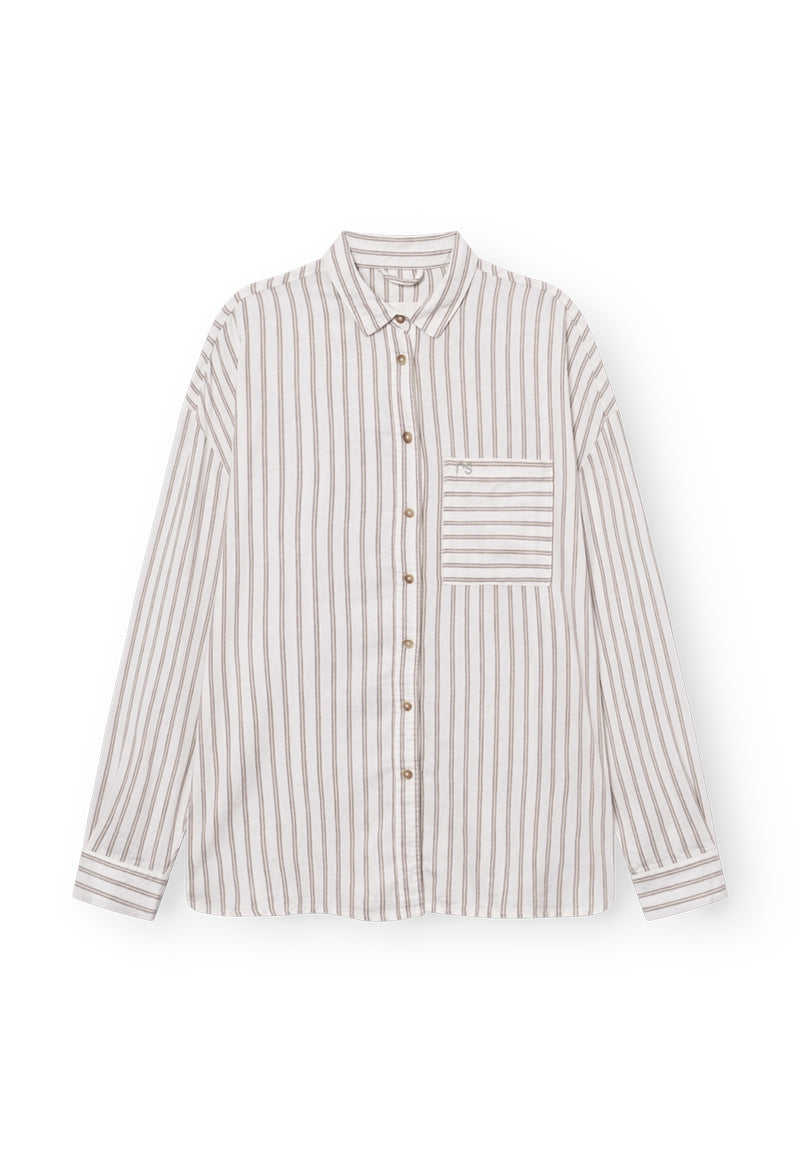 Rethinkit Stribet Skjorte PJ  Shirts and Blouses 0076 warm grey stripe