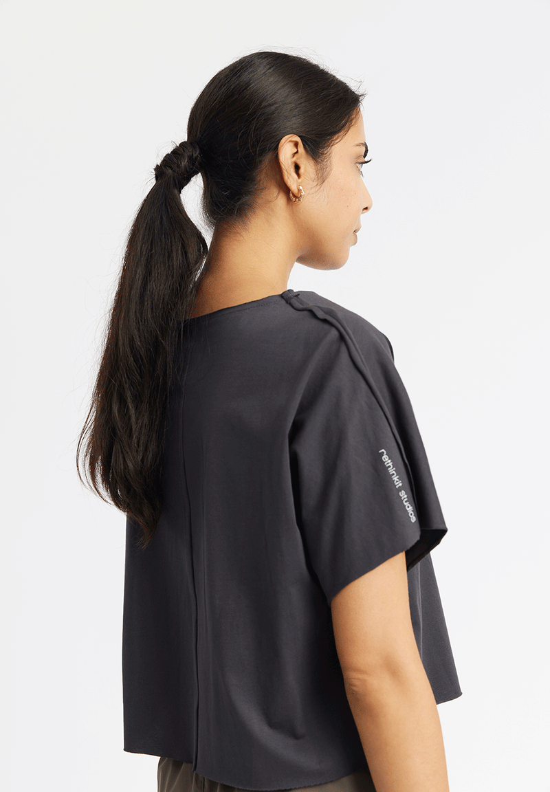 Rethinkit Tee Short Raw Edges Caen Tee 0022 almost black