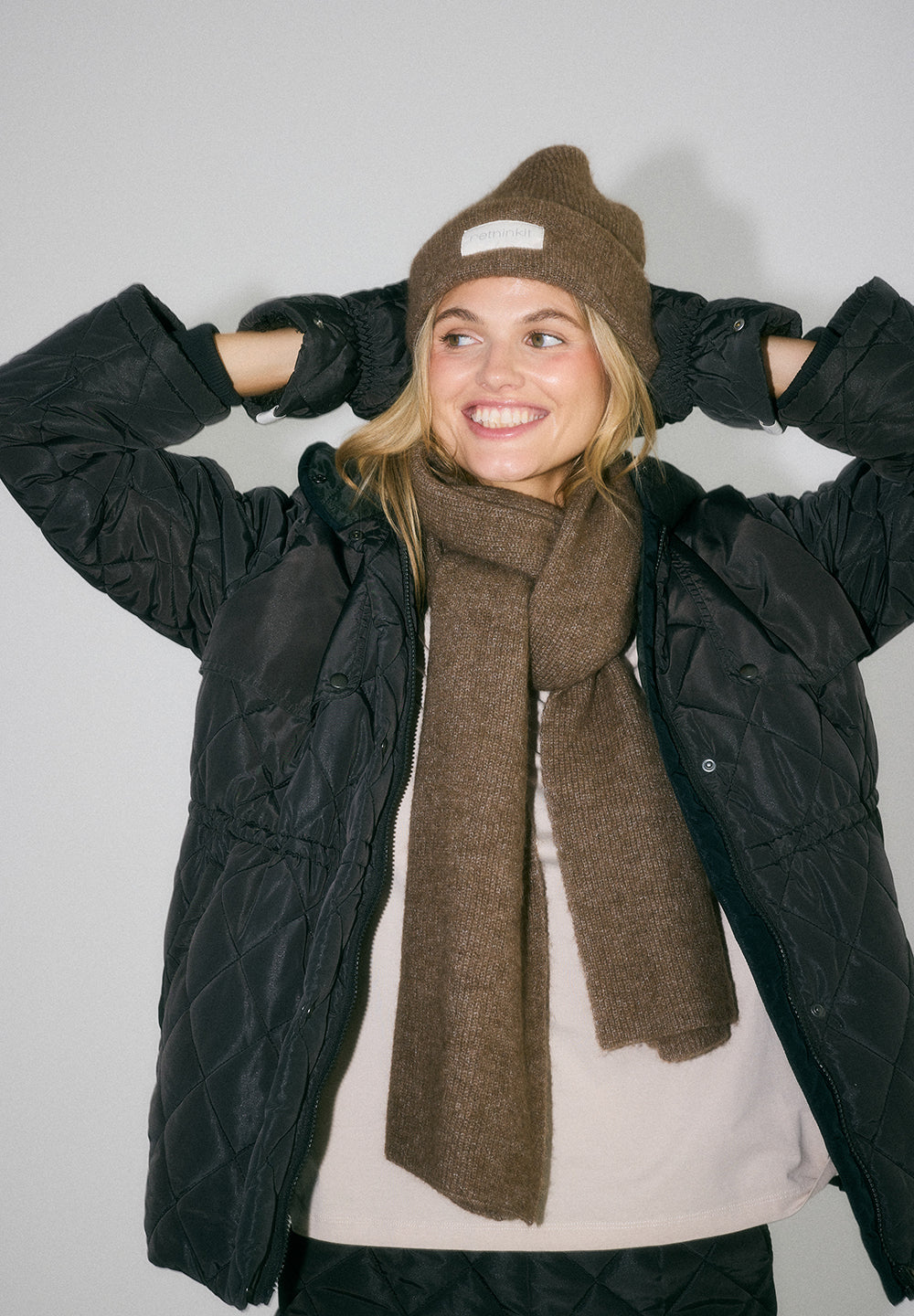 Rethinkit Uld Tørklæde Snug Acc 3237 warm melange brown