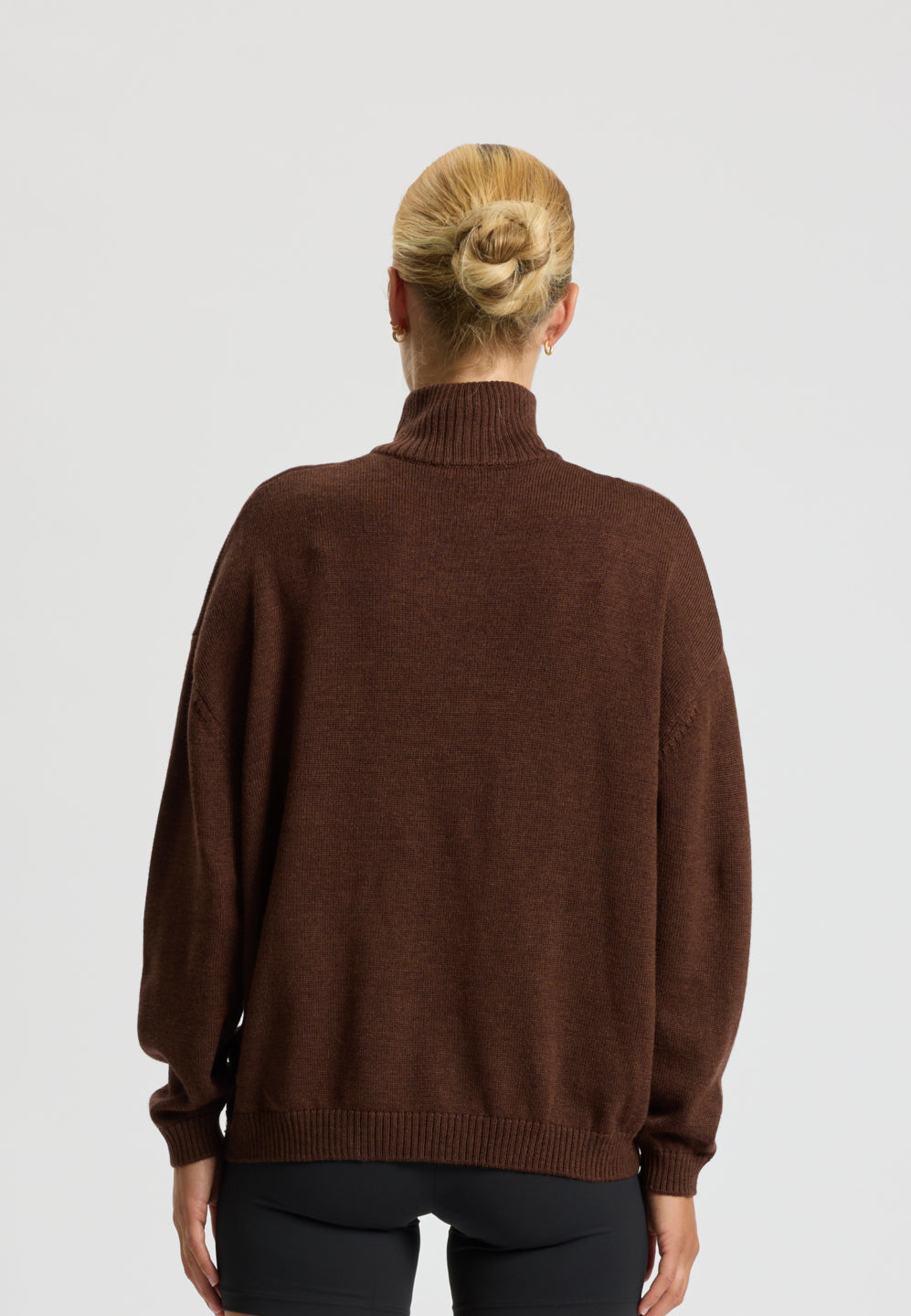 Rethinkit Wool Half Zip Oslo Knitted Tops 3015 brown melange