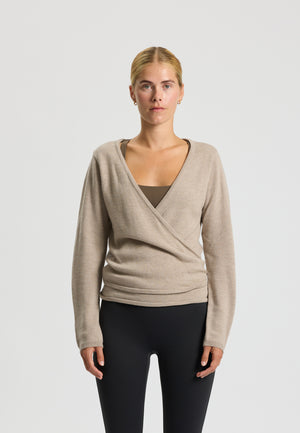 Rethinkit Wool Wrap Cardigan Keep Me Cardigan 3238 warm sand melange