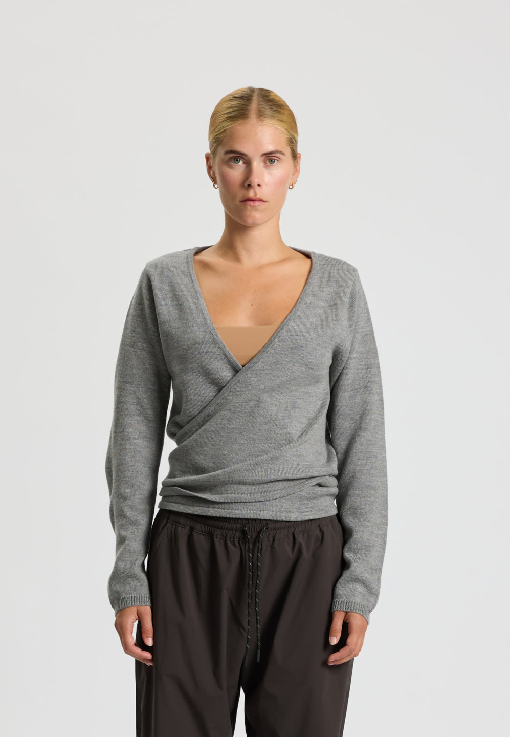 Rethinkit Wool Wrap Cardigan Keep Me Knitted Tops 0220 light melange grey