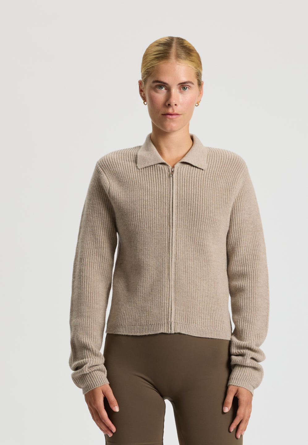 Rethinkit Wool Zip Cardigan Keep Me Knitted Tops 3238 warm sand melange