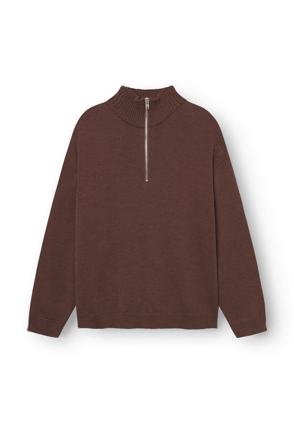 Rethinkit Wool Half Zip Oslo Knitted Tops 3015 brown melange